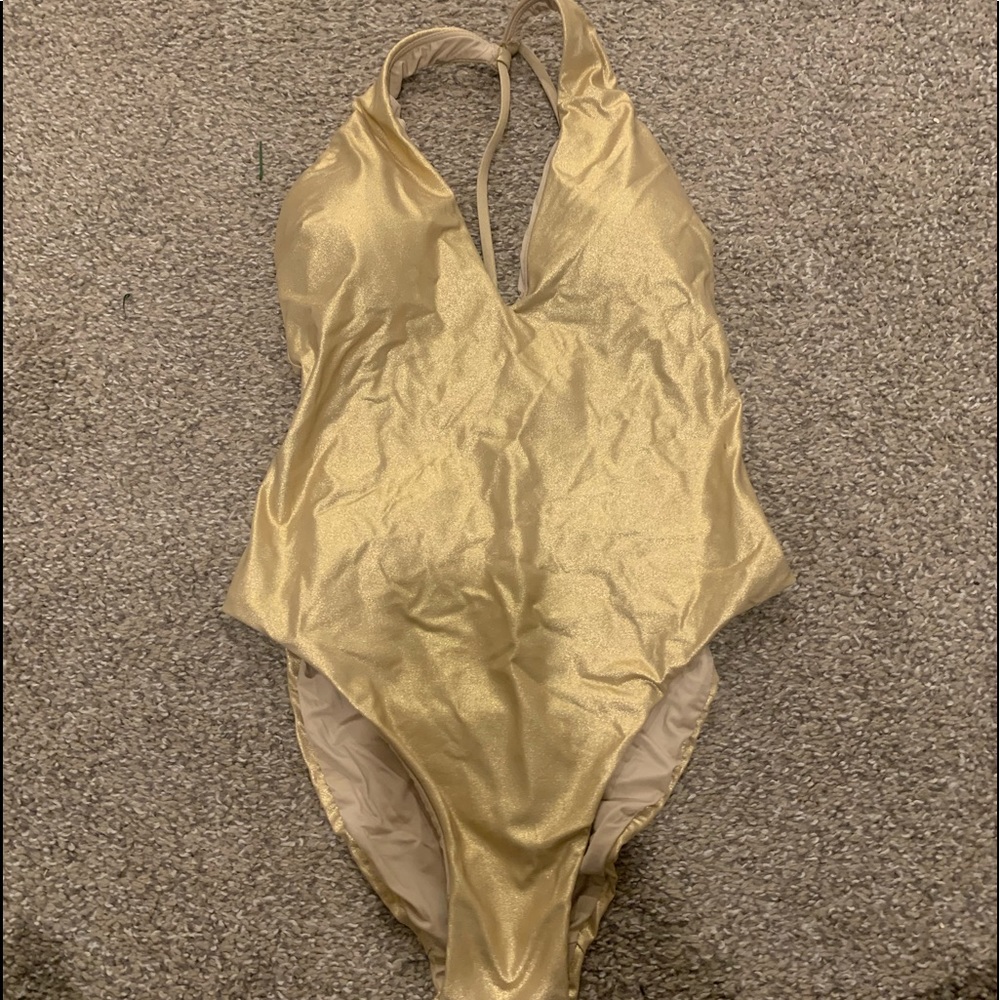 Trina Turk gold swimsuit
